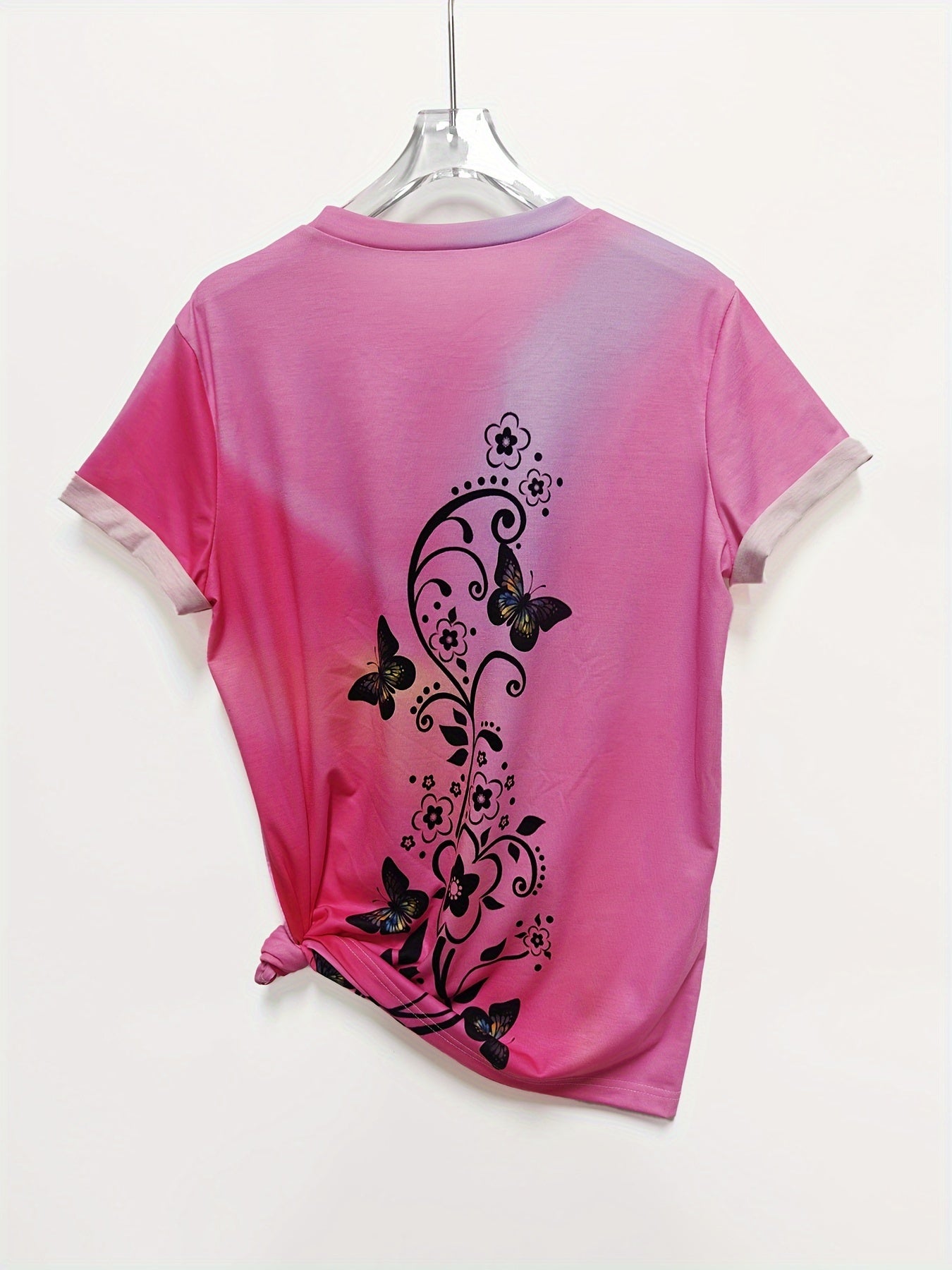 Tie-dye casual short-sleeve butterfly print fun T-shirt Random shipment