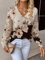 Women's Bohemian 3D Floral & Animal Print Sweater
