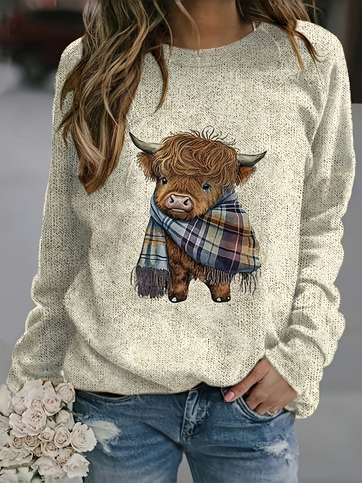 Women's Casual Cozy Long Sleeve Round Neck T-Shirt