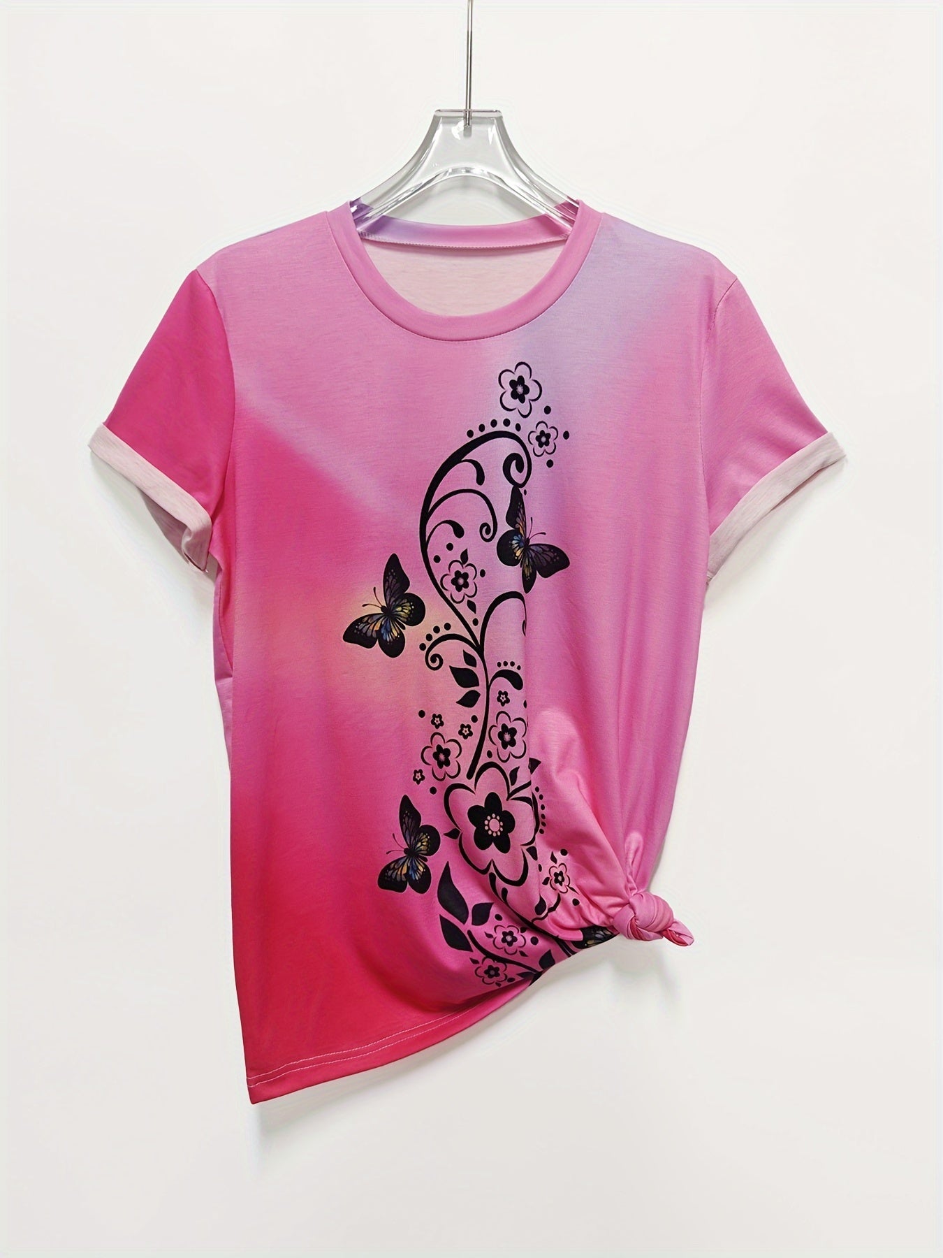 Tie-dye casual short-sleeve butterfly print fun T-shirt Random shipment