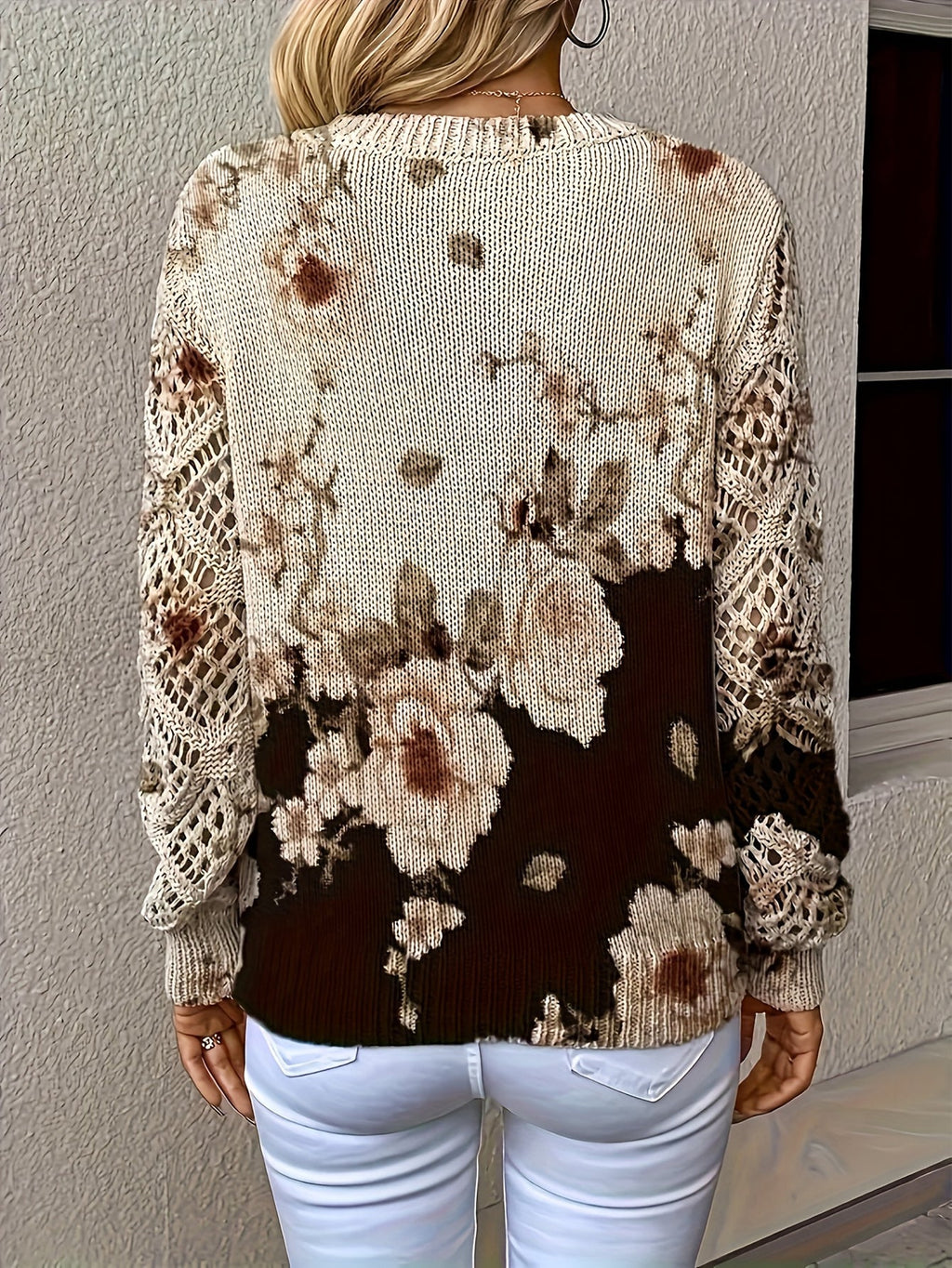 Women's Bohemian 3D Floral & Animal Print Sweater
