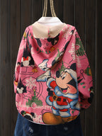 Christmas Mickey Mouse Santa Style Snowflake Pattern Reindeer Bell Letter Cardigan