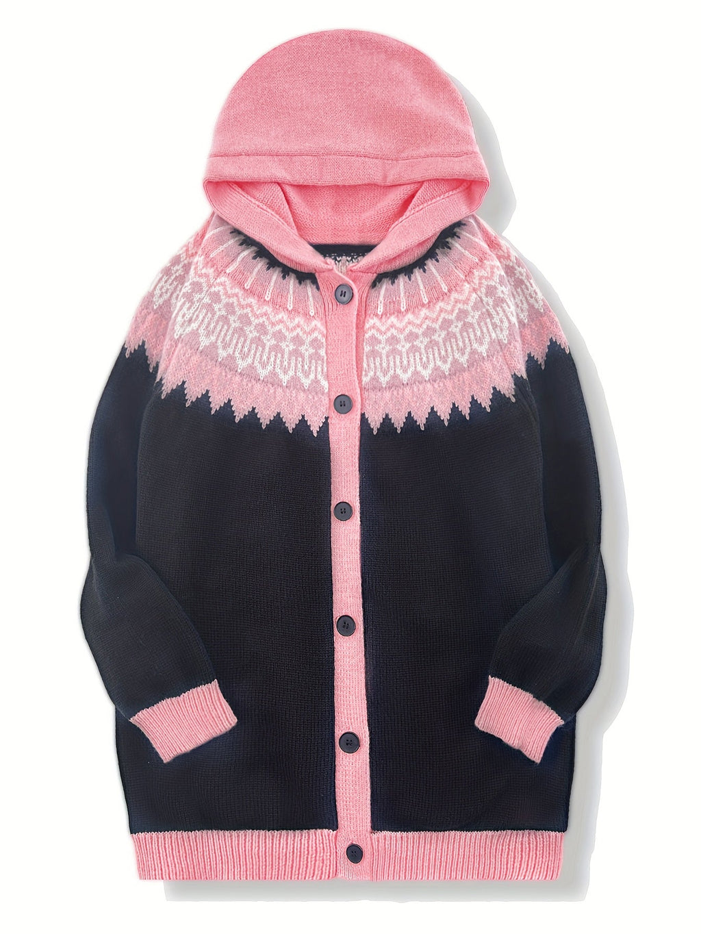 Women'S Casual Patchwork Hooded Cardigan