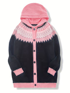 Women'S Casual Patchwork Hooded Cardigan