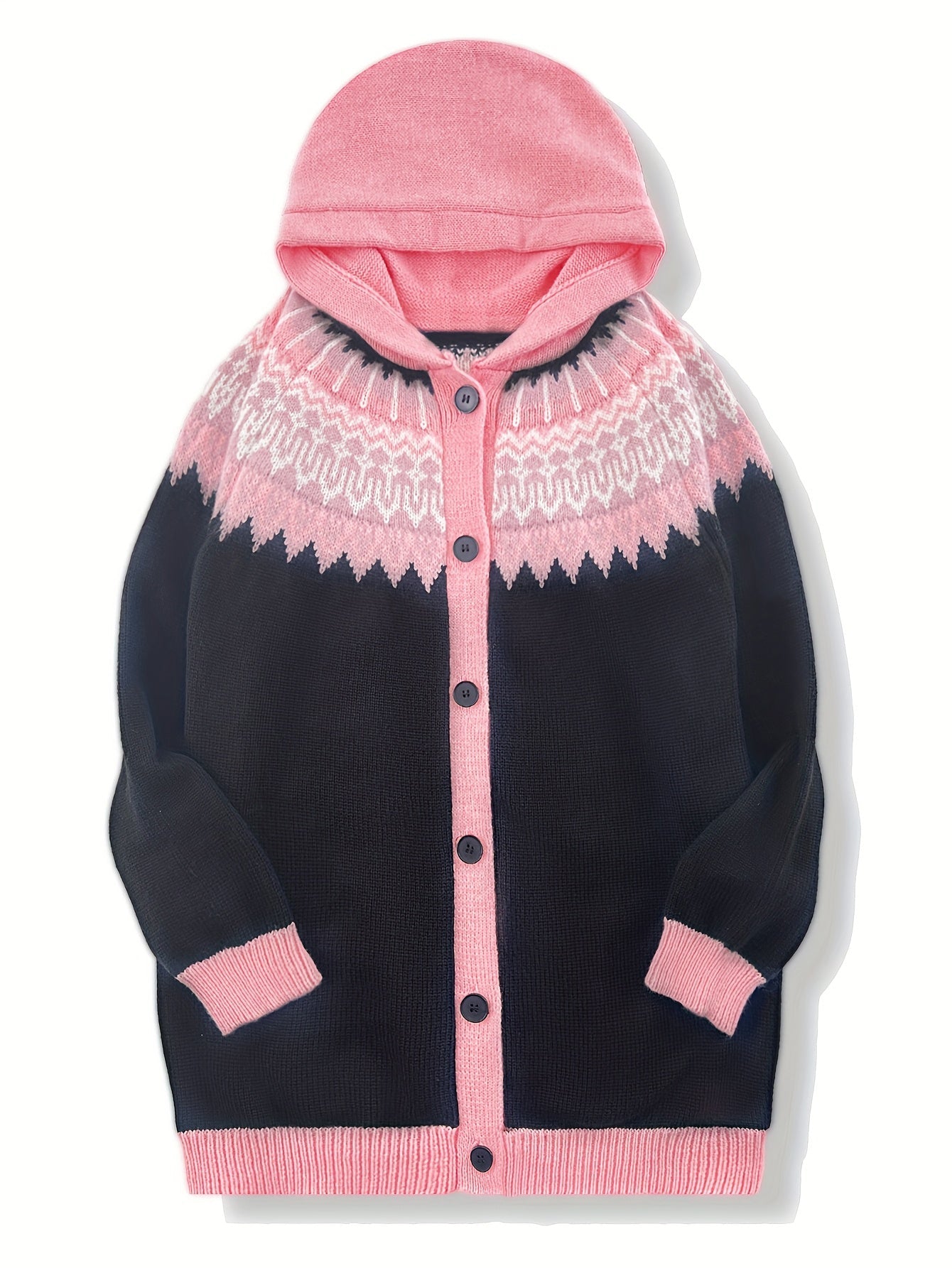 Women'S Casual Patchwork Hooded Cardigan