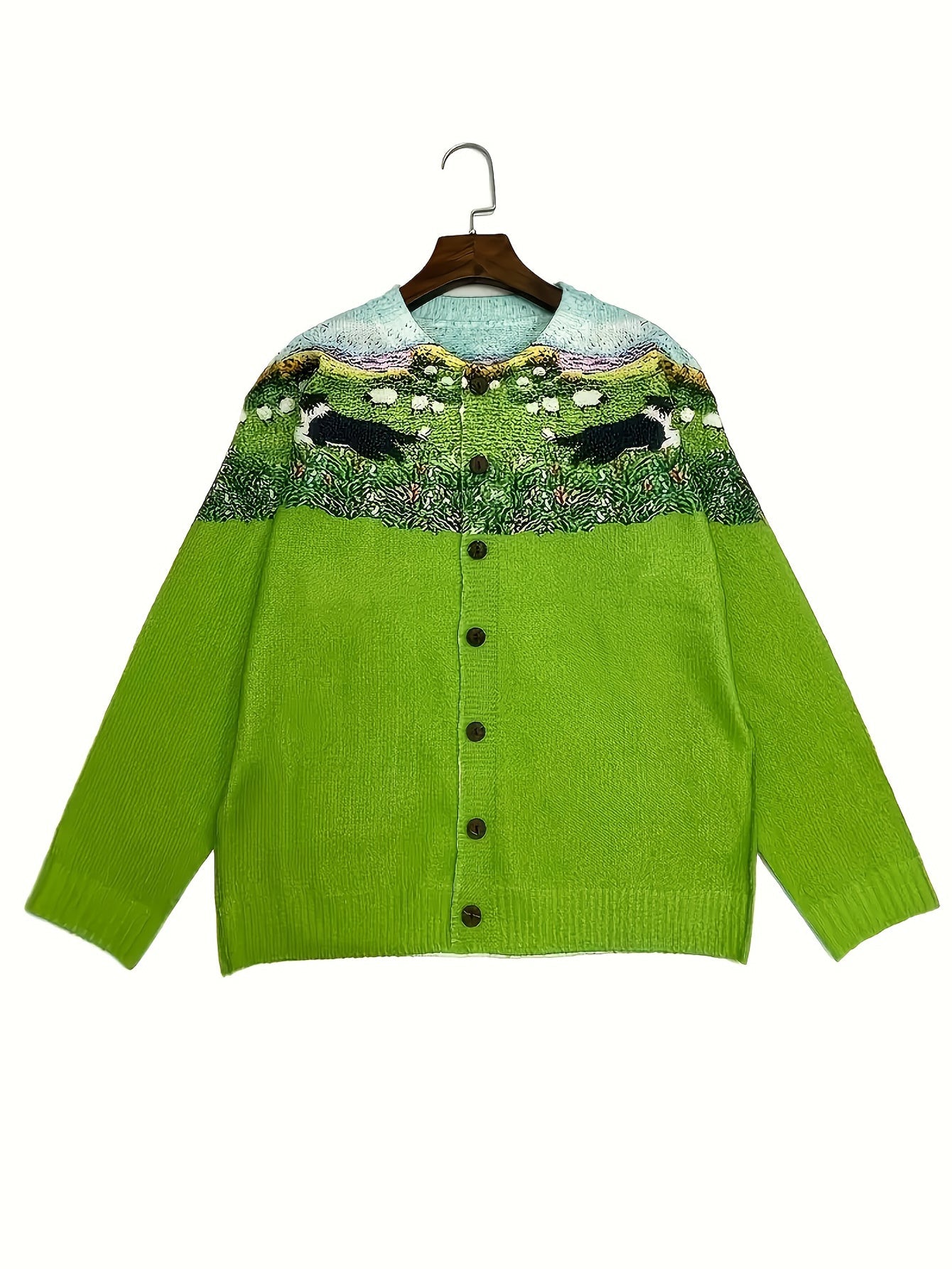 Women's Sweater  Rural pastoral 3D Floral Print Loose Fit Longline Coat-like Design Cardigan