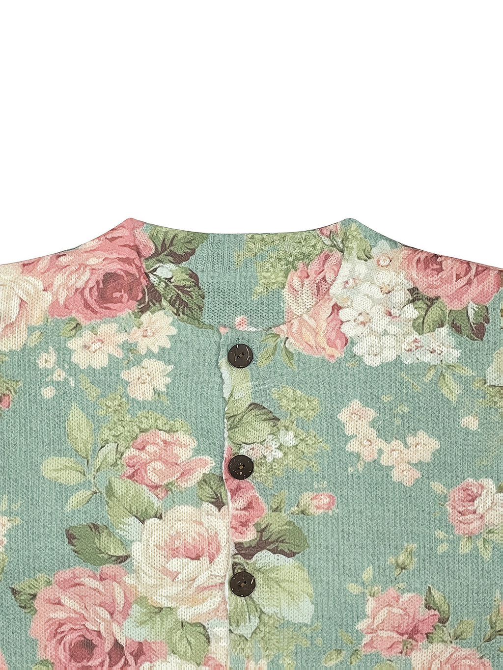 Women's  Fashion Lightweight Button-Front Sweater with All-Over Multicolor Floral Pattern Round Neck  Cardigan