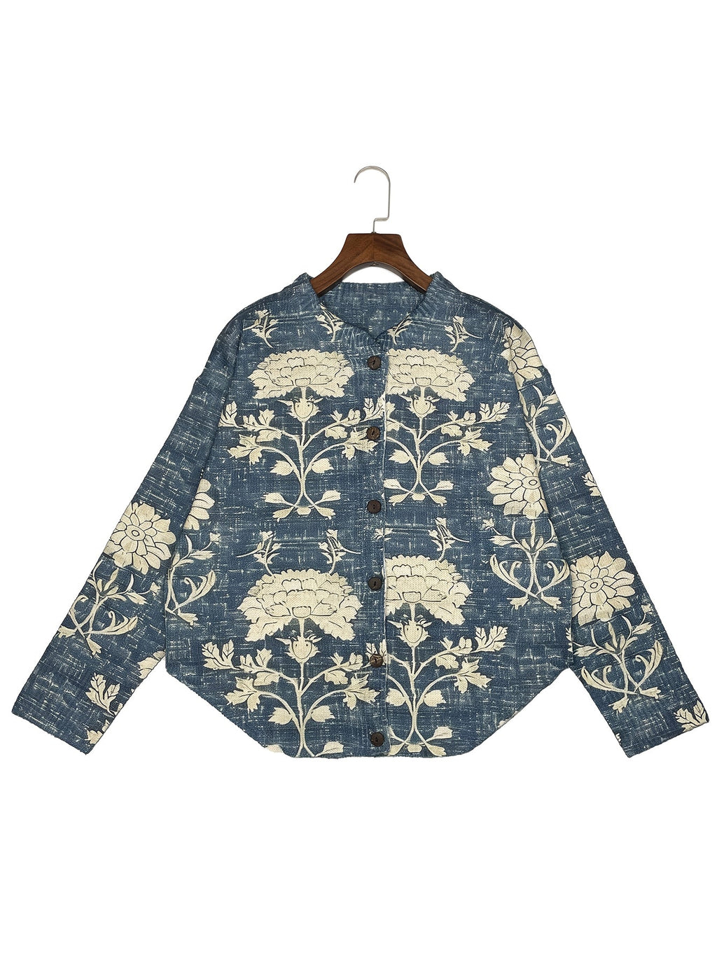 Women's 3D Floral Print Cardigan Round Neck Lightweight Sweater