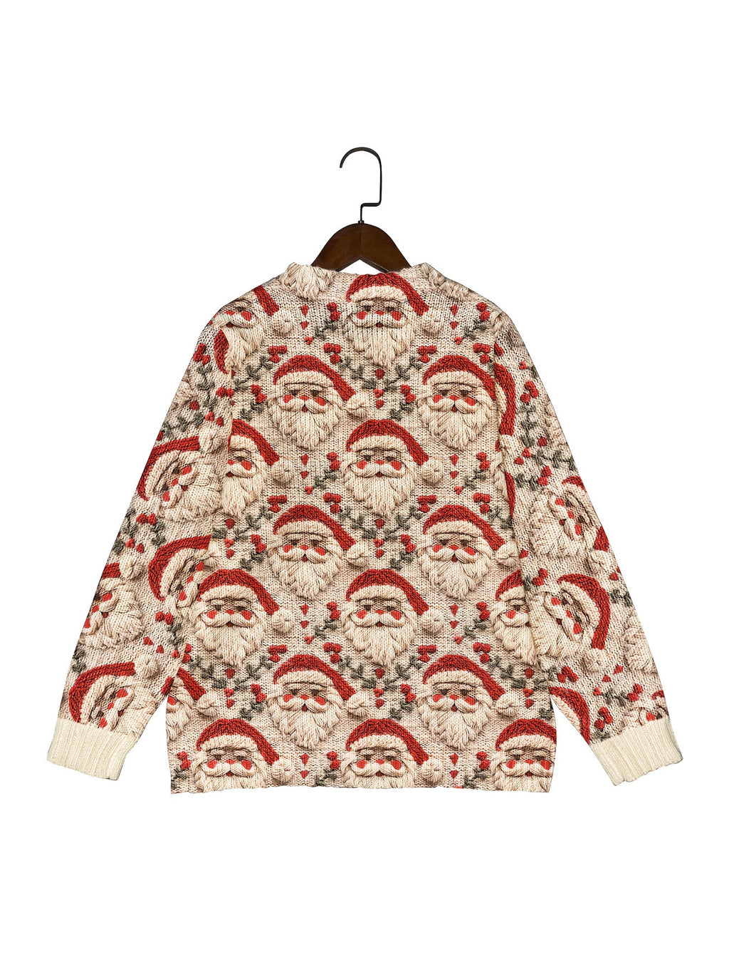 Women' S Embroidered Design Festive Santa Claus Cardigan