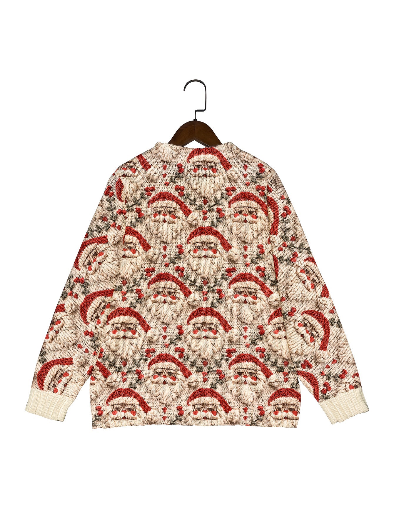 Women' S Embroidered Design Festive Santa Claus Cardigan