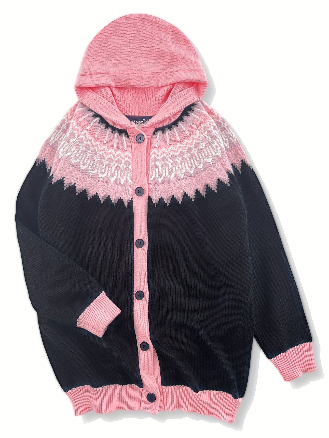 Women'S Casual Patchwork Hooded Cardigan