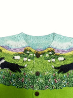 Women's Sweater  Rural pastoral 3D Floral Print Loose Fit Longline Coat-like Design Cardigan