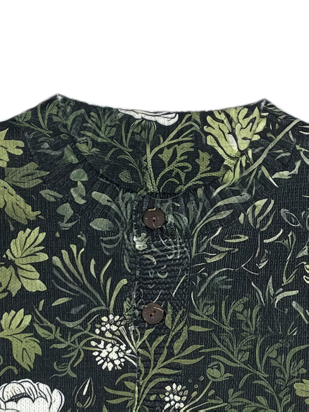 Women'S  Crew Neck Sweater with Button Detail 3D Floral Print Knit Cardigan