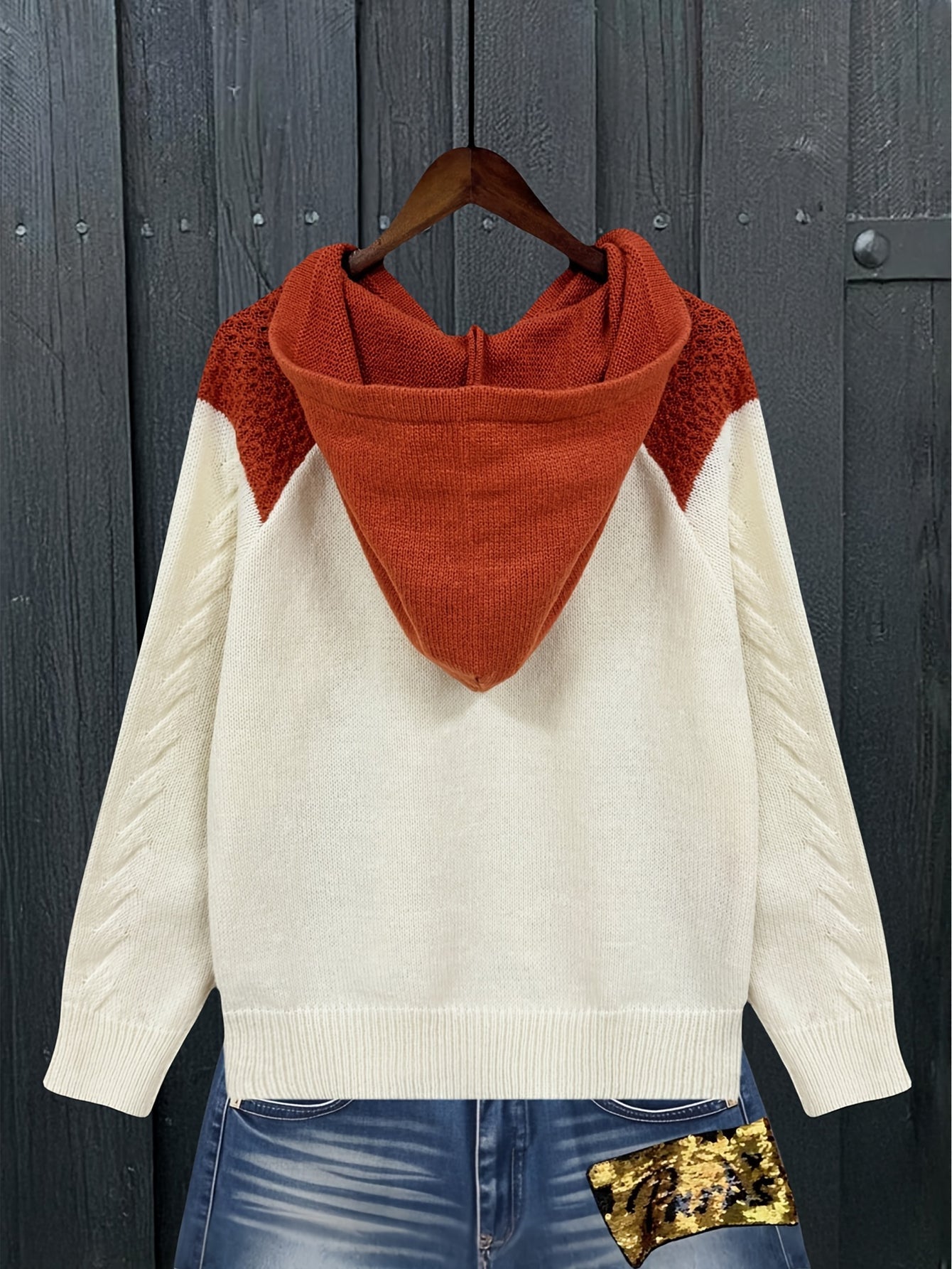 Women'S Cozy Vintage Nordic Fox & Floral Print Hooded Sweater