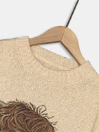 Women's Sweater - Pink & Brown Color Block Pullover, Cozy Fall/Winter Sweater