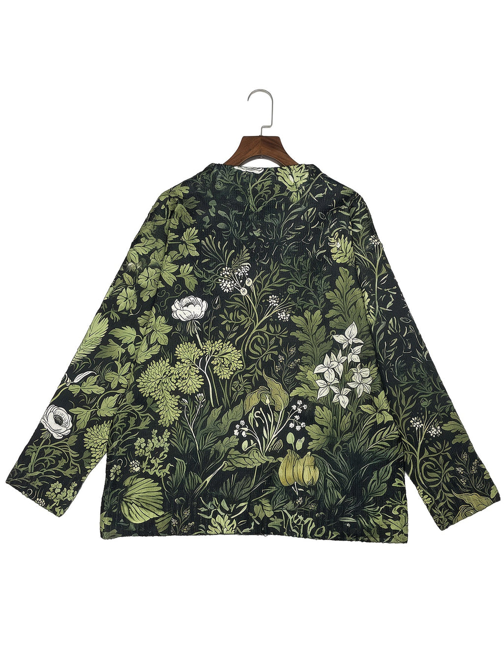 Women'S  Crew Neck Sweater with Button Detail 3D Floral Print Knit Cardigan