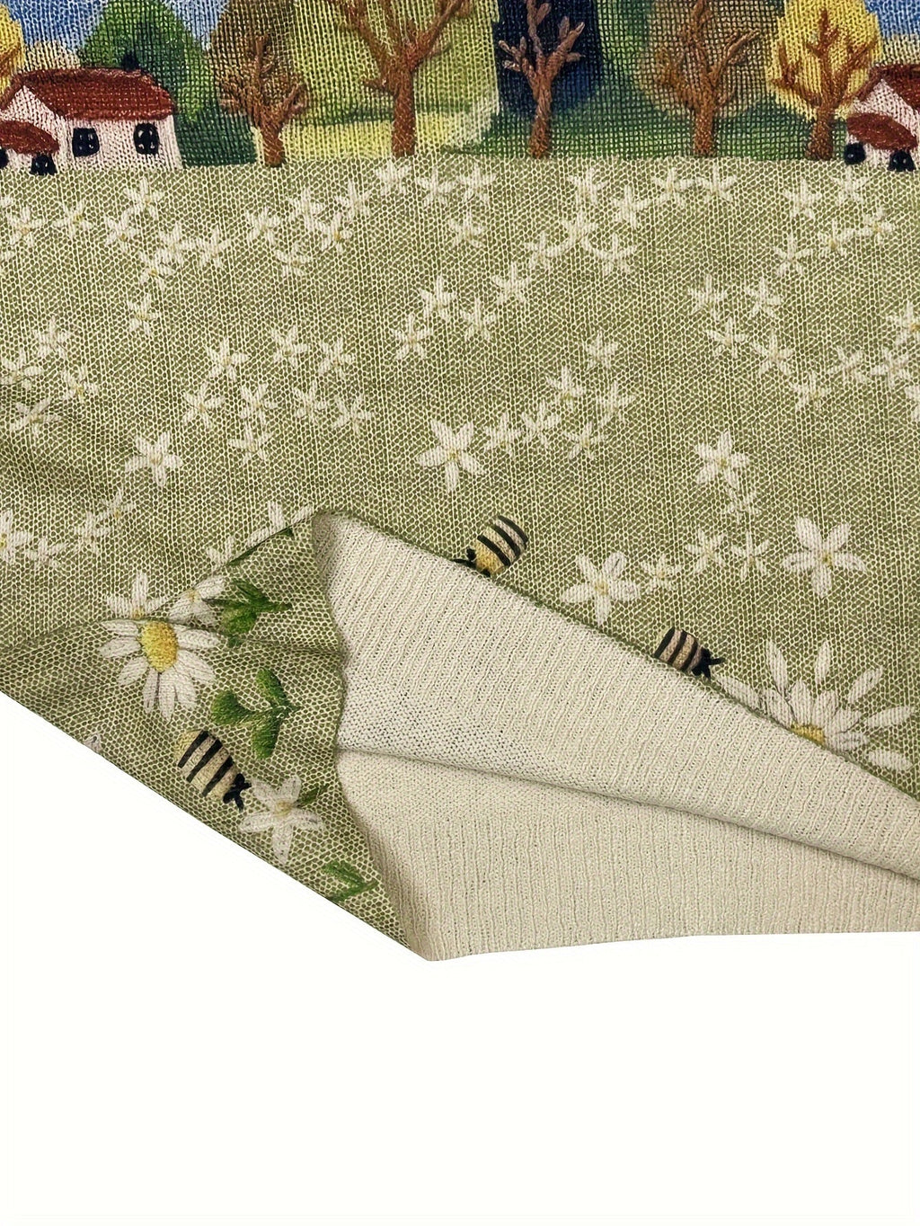 All-Over Print Pixel Animation Style Pattern Thin, Casual Crew Neck Long Sleeve Sweater