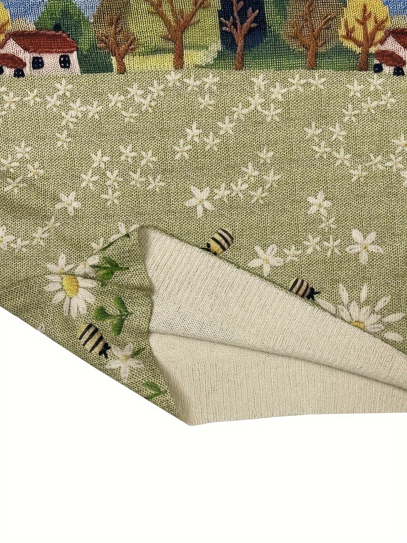 All-Over Print Pixel Animation Style Pattern Thin, Casual Crew Neck Long Sleeve Sweater