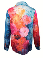 Contrasting elegant long-sleeved lapel floral print shirt Random shipment