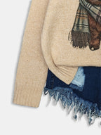 Women's Sweater - Pink & Brown Color Block Pullover, Cozy Fall/Winter Sweater