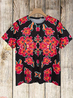 Floral print round neck short sleeve loose oversized T-shirt Random shipment