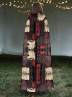 Plaid Print Patchwork Hooded Casual Cloak