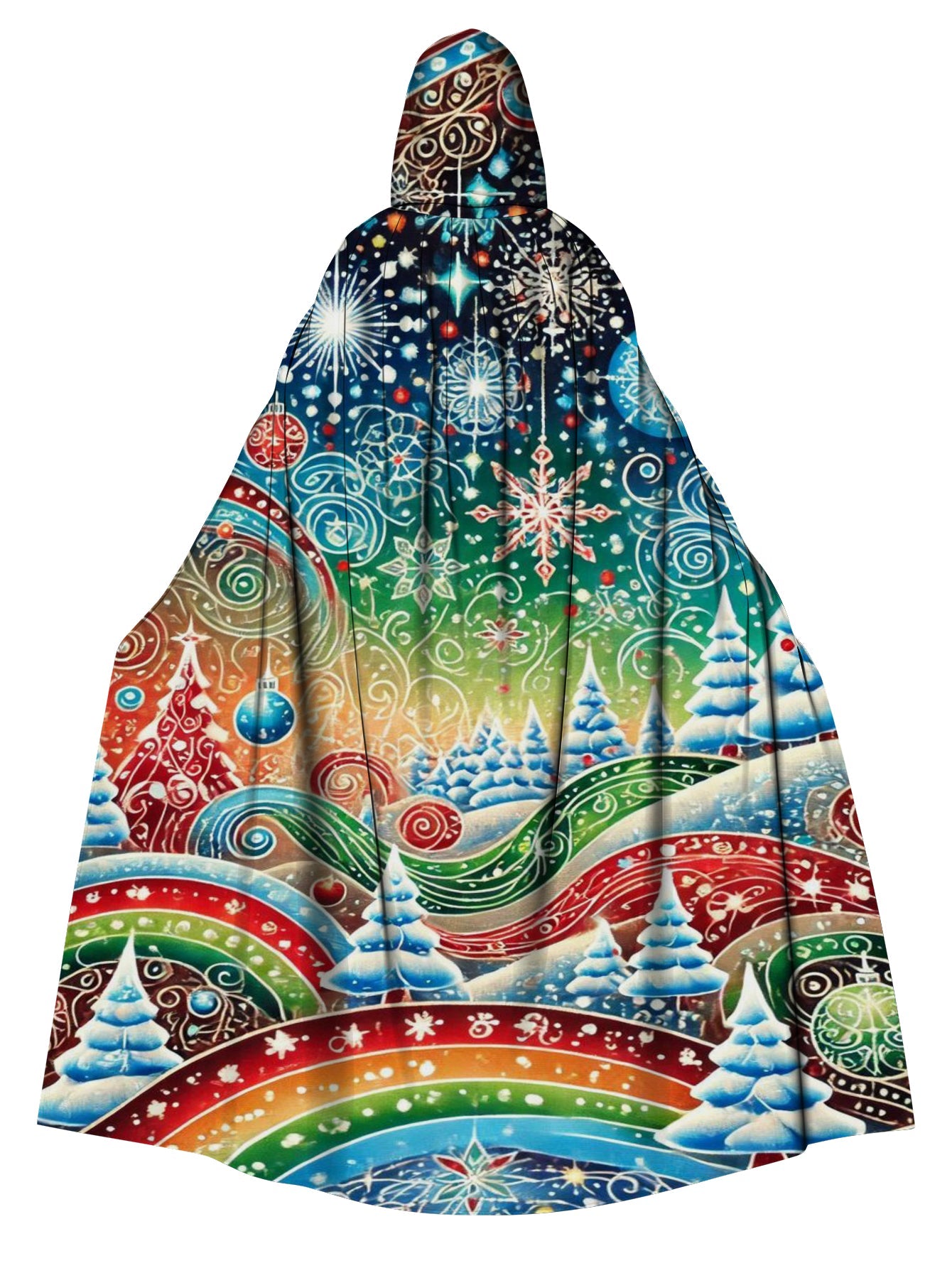 Christmas Print Hooded Casual Loose Cape