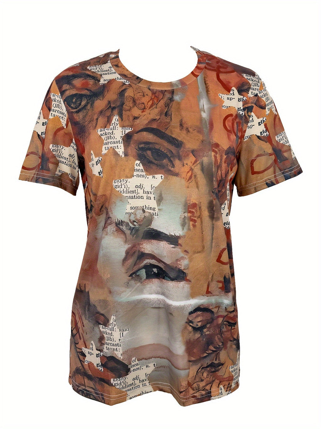Round-neck short-sleeved loose and fun printed T-shirt