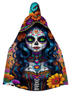 Fun Skull Girl Print Hooded Cape