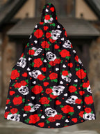 Rose And Skull Print  Cape