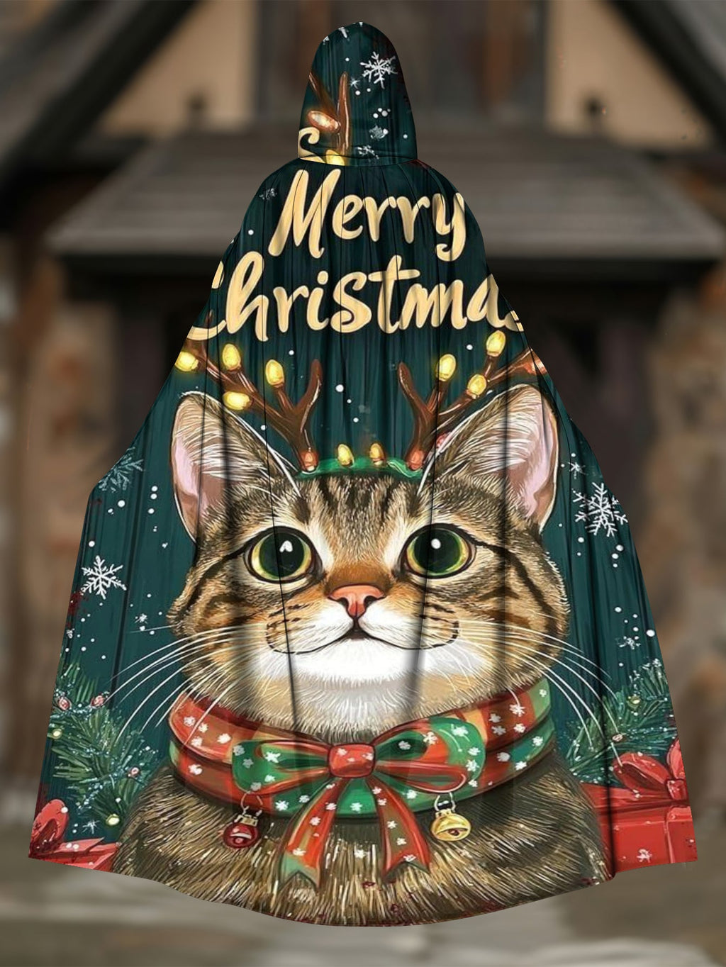 Christmas Cute Kitten Print Cape