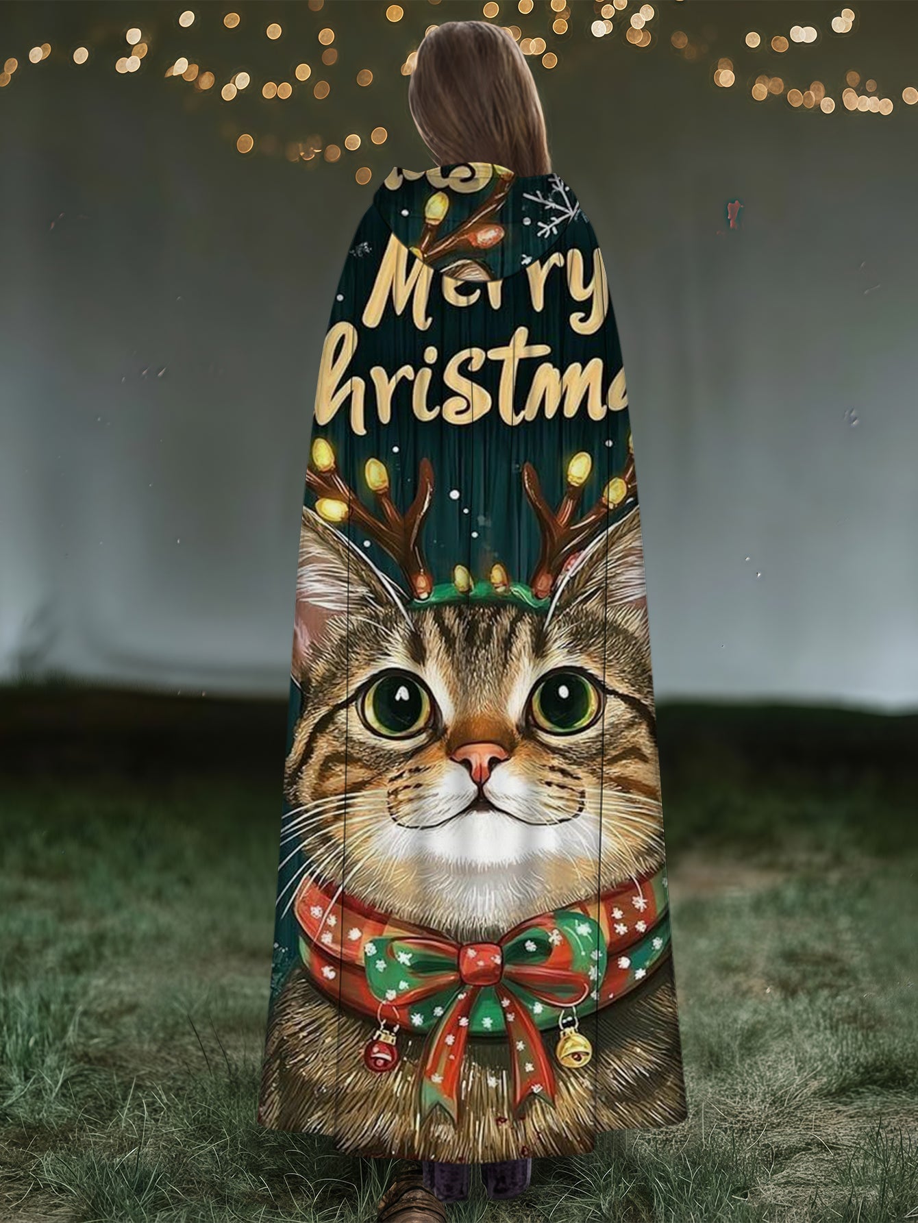 Christmas Cute Kitten Print Cape
