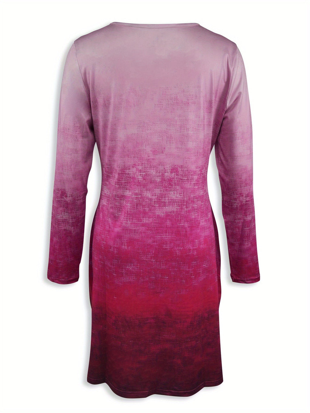 A hem gradient cinched waist print contrasting long-sleeved dress Random shipment