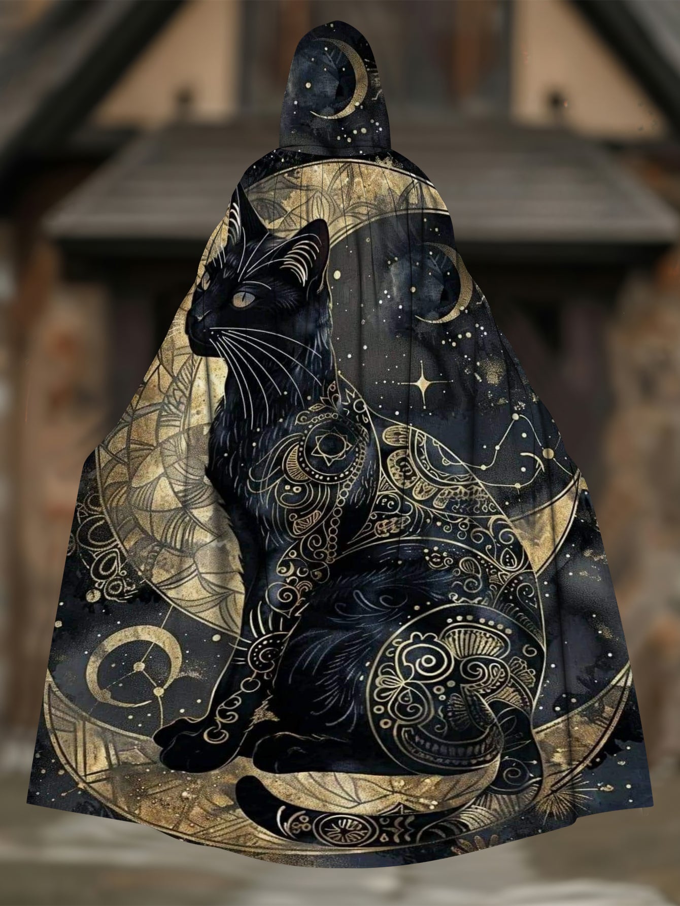 Cat Moon Print Casual Cosplay Cape