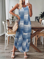 Round neck gradient color casual long dress with curved hem Random shipment