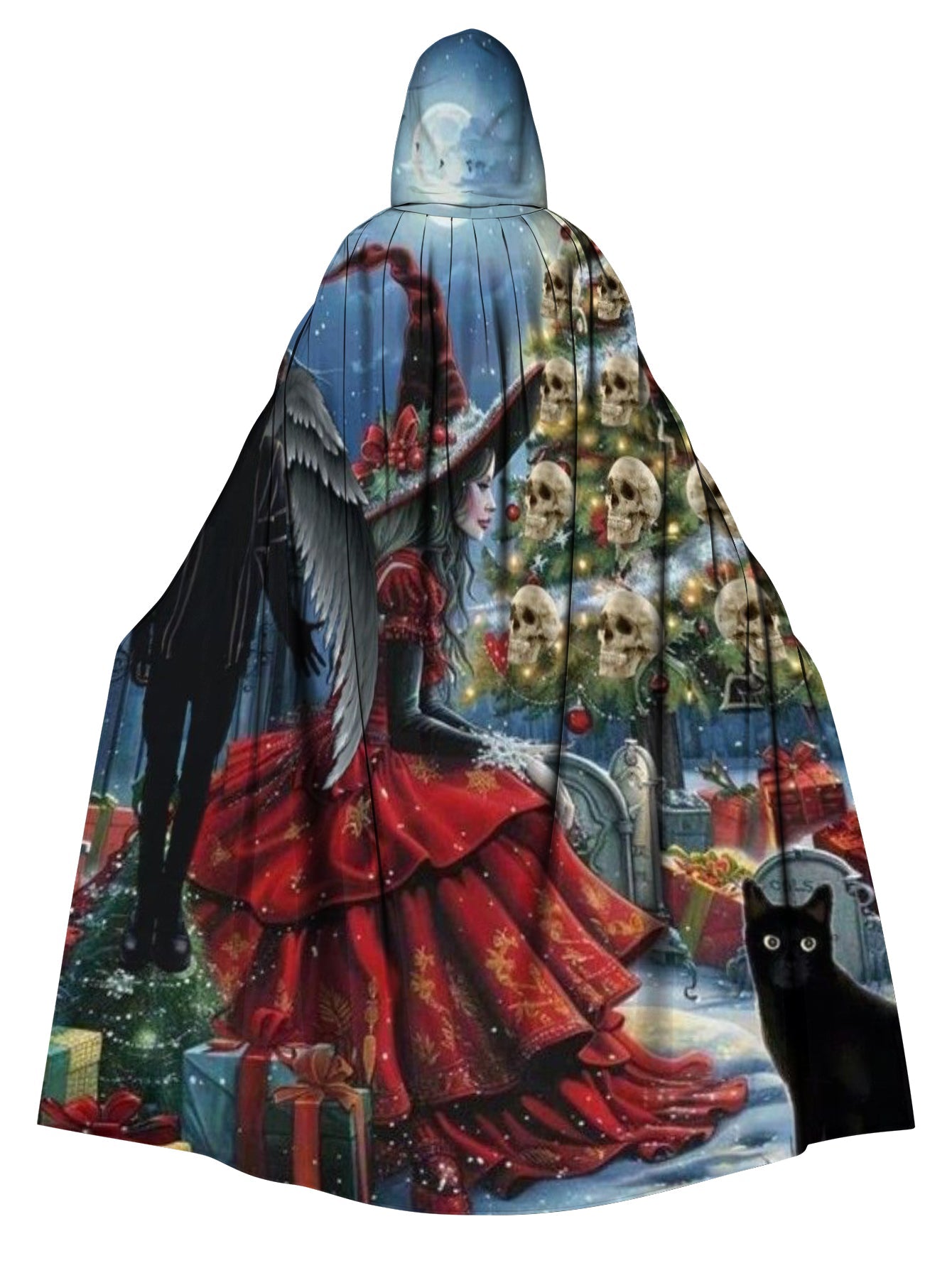 Fun Christmas Print Casual Hooded Cape