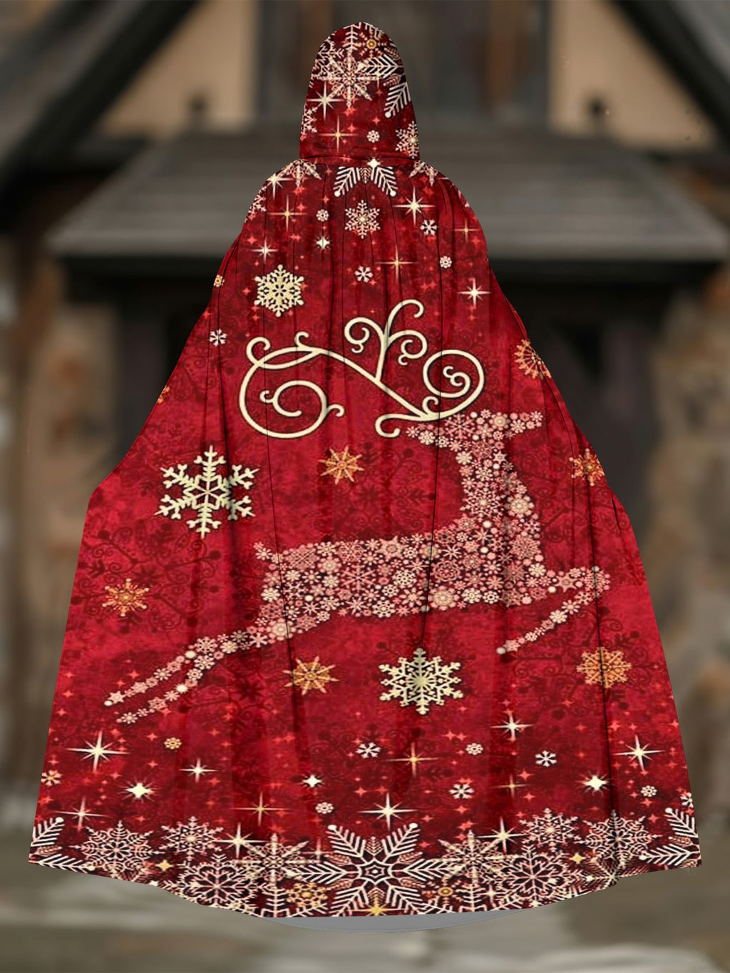 Christmas Elk Pint Hooded Cape