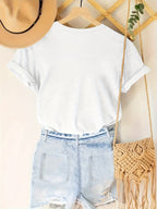 Tropical Rose Summer Short Sleeve Resort Casual Print Top T-Shirt Random shipment