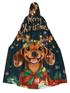 Christmas Puppy Print Hooded Cape