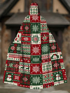 Christmas Fake Hooded Print Cape Cloak