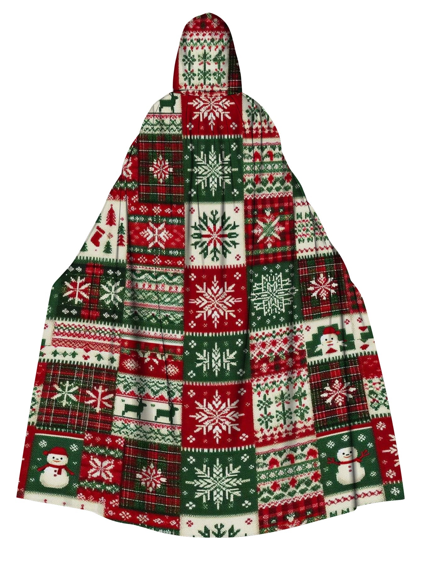 Christmas Fake Hooded Print Cape Cloak