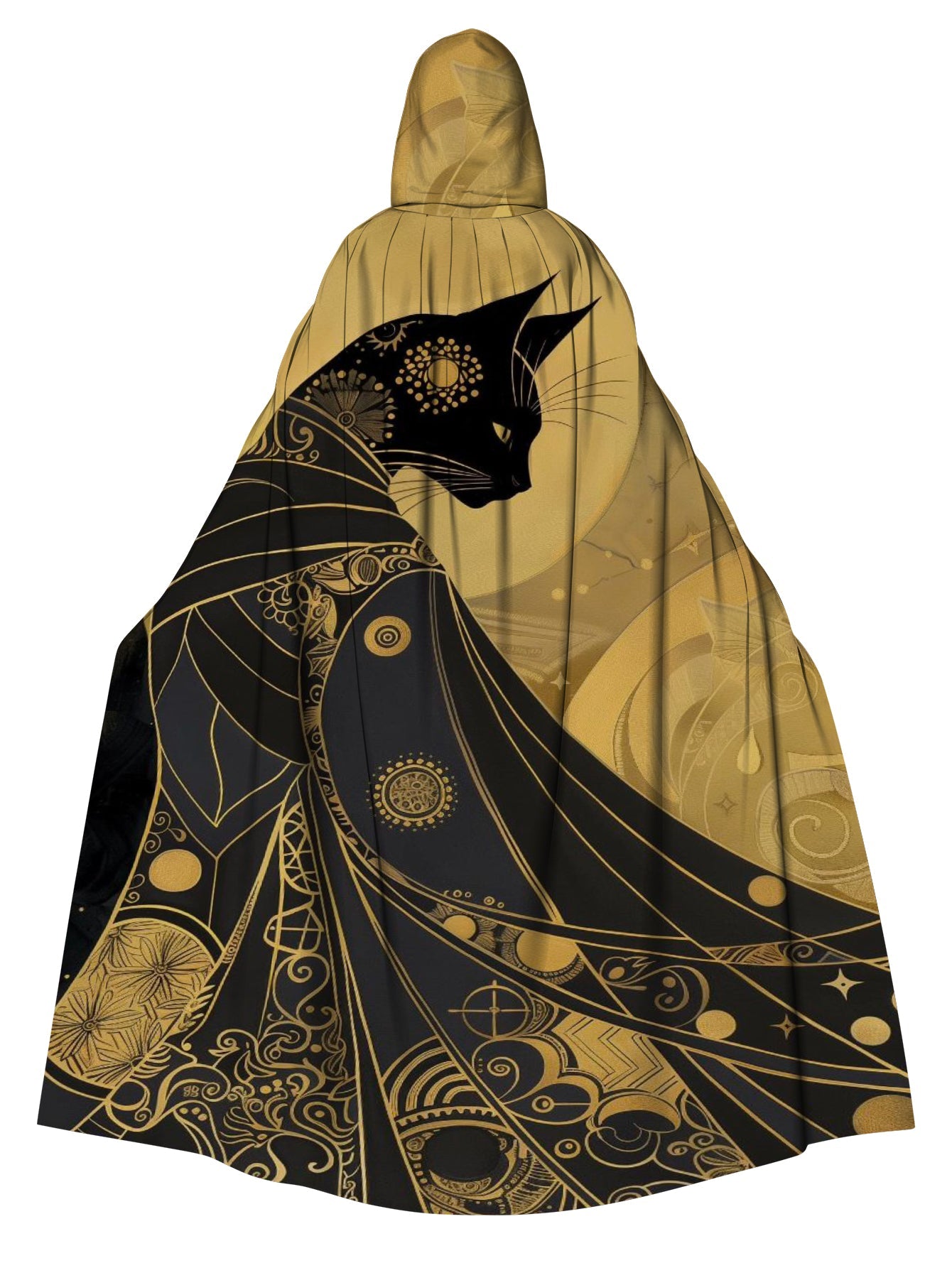 Cat Print Hooded Cartoon Long Cape Cloak