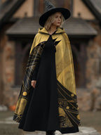 Cat Print Hooded Cartoon Long Cape Cloak