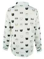 Cute print casual long-sleeved button-down shirt with cute little animals Random shipment