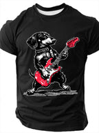 Dachshund Weenie Playing Guitar Print T-Shirt