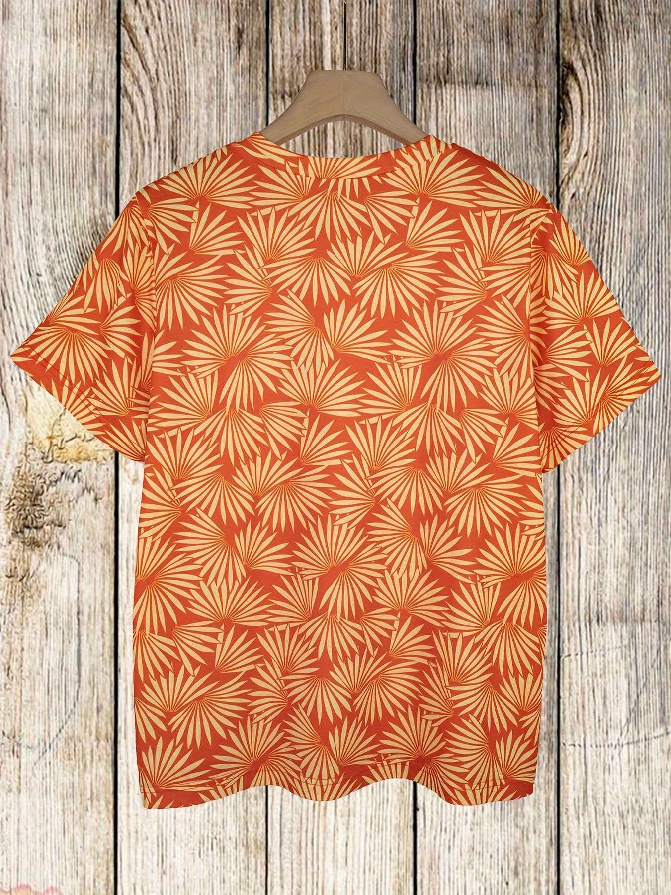 Color-blocking maple leaf print round neck short sleeve plus size T-shirt Random shipment