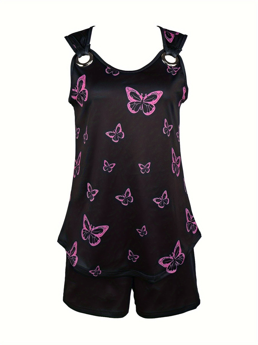 Casual butterfly print V-neck vest Casual shorts set Random shipment