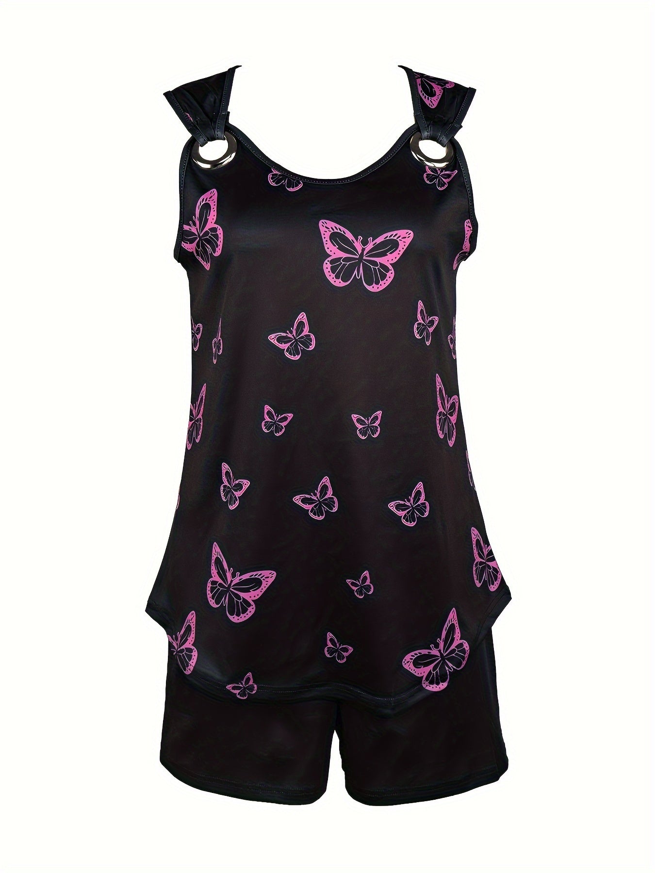 Casual butterfly print V-neck vest Casual shorts set Random shipment
