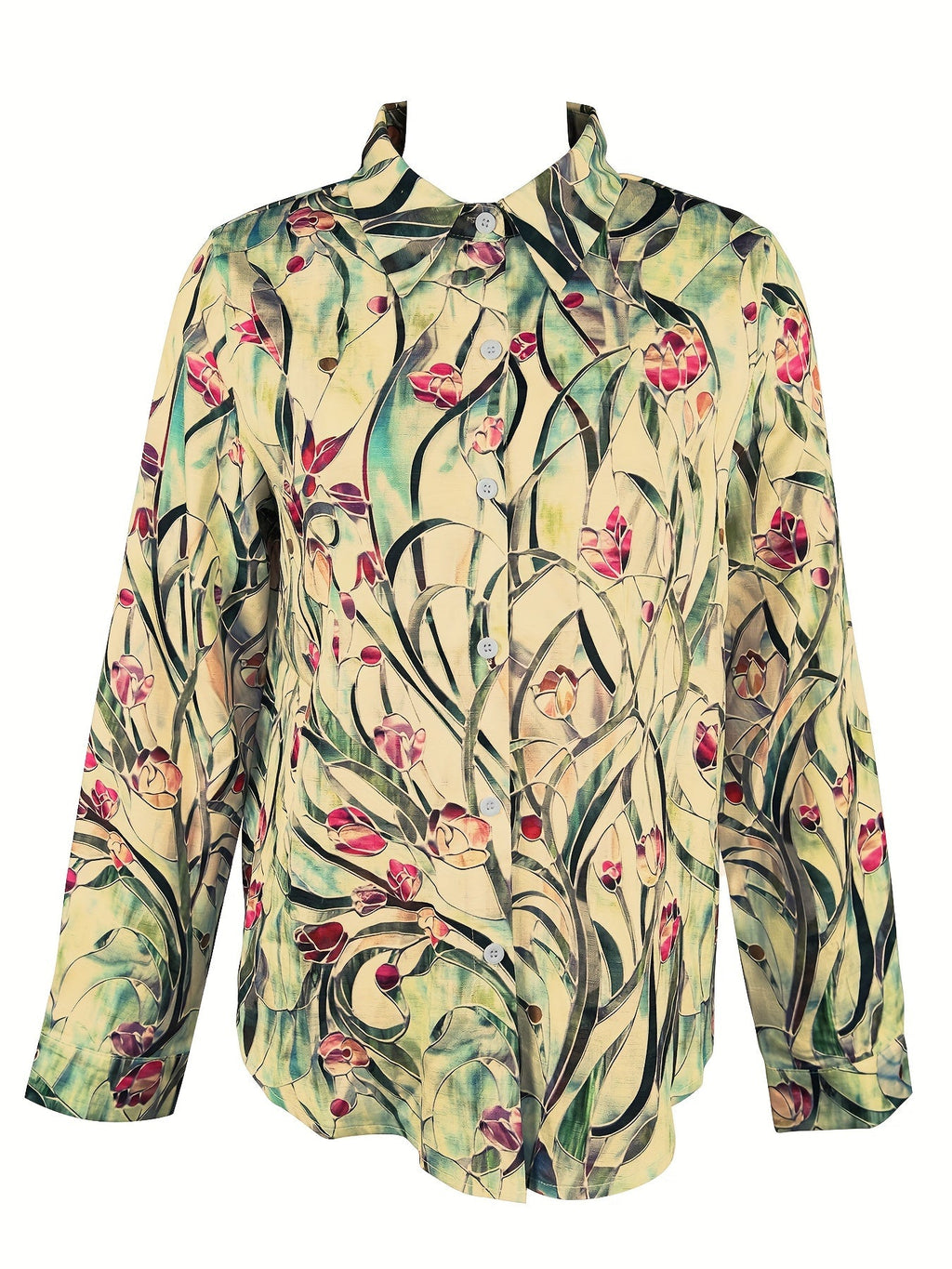 Floral print casual holiday long-sleeved shirt Random shipment