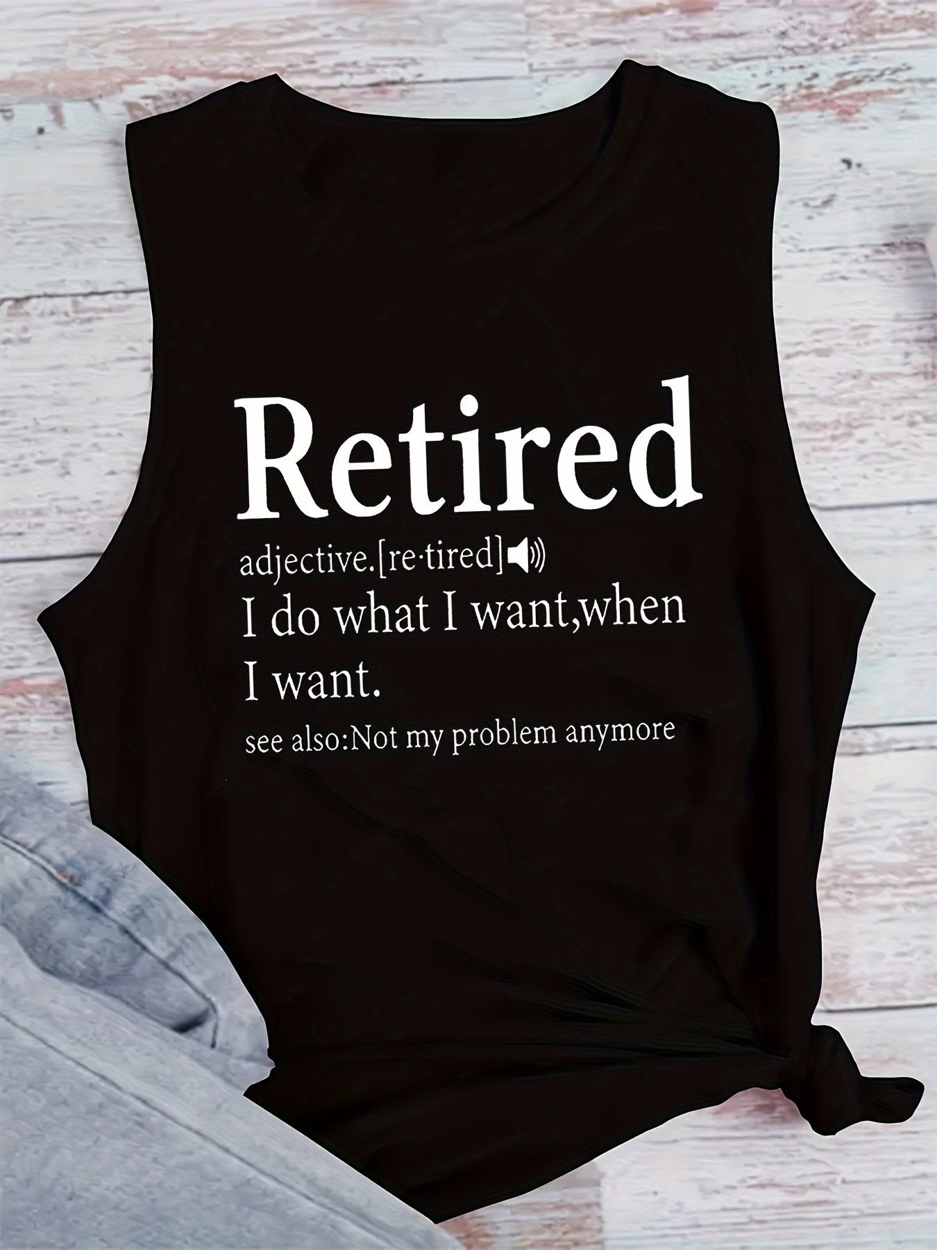 Round neck, monogram, slogan print vest Random shipment